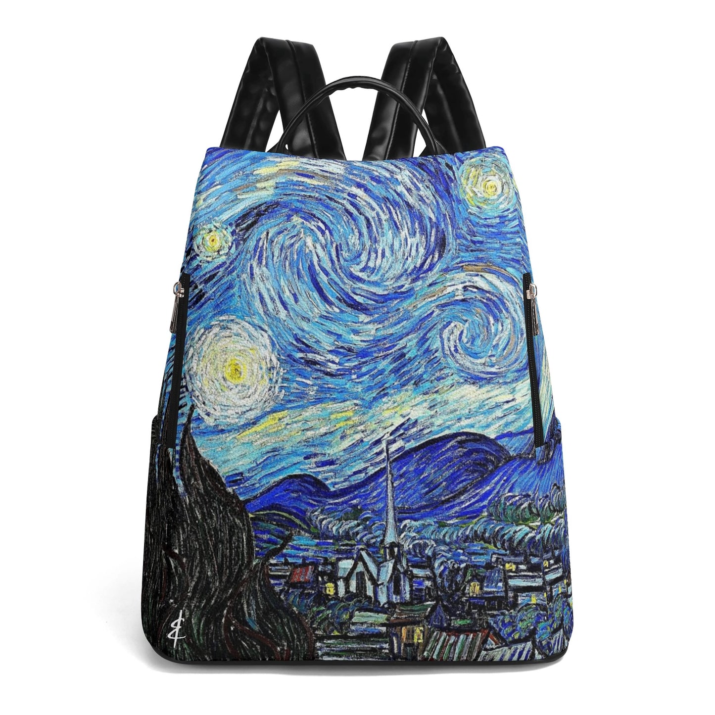 Mochila Antirrobo Noche Estrellada, Van Gogh. Cuero Vegano. Edición limitada