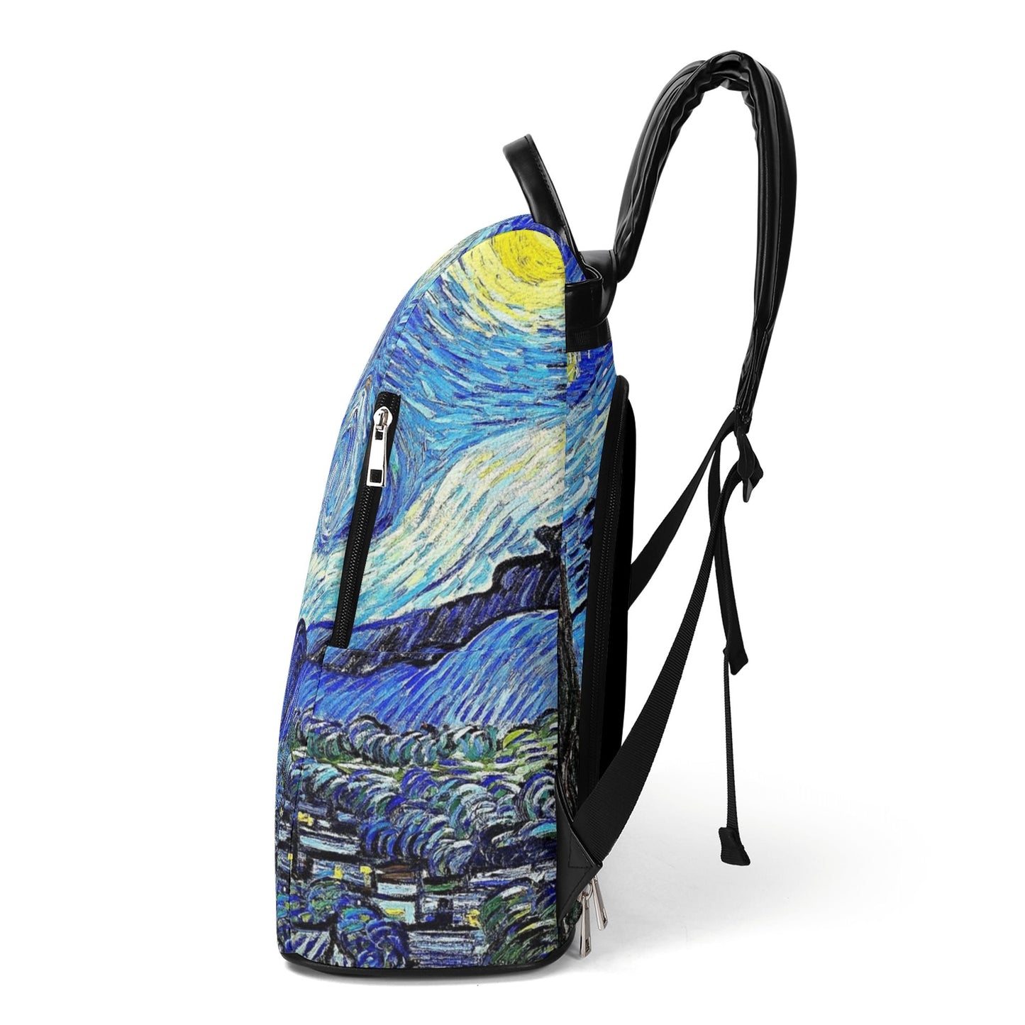 Mochila Antirrobo Noche Estrellada, Van Gogh. Cuero Vegano. Edición limitada